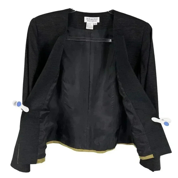 Due per Due Women 10 Bohemian 3 Piece Set 100% Silk Black Gold Embroidered Lined - Picture 9 of 16